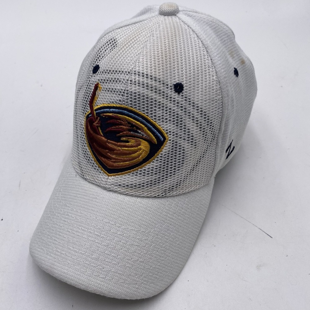 Atlanta Thrashers‎ Hat Zephyr Stretch Fitted Medium Large White Cleaned NHL VGC